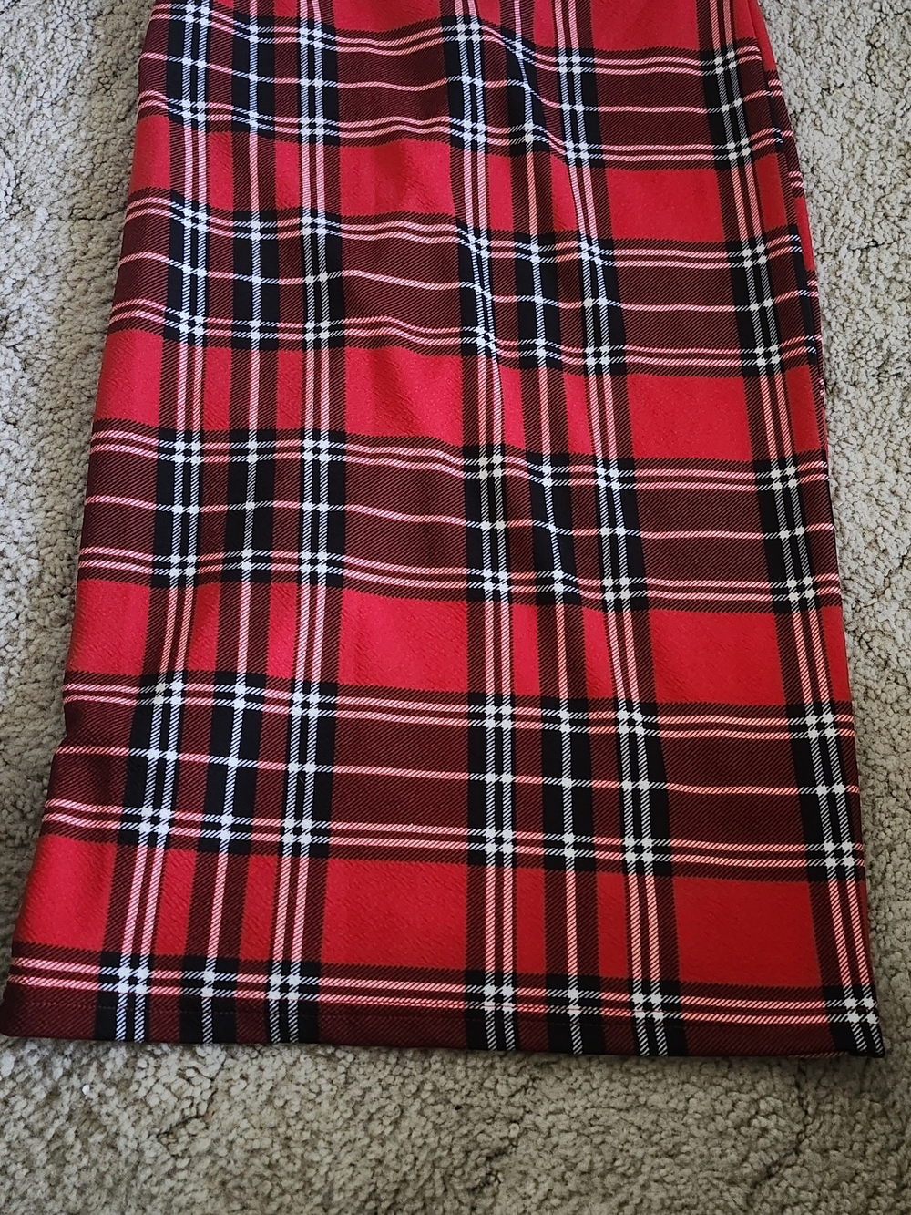SHEIN Red Black White Plaid Pencil Skirt